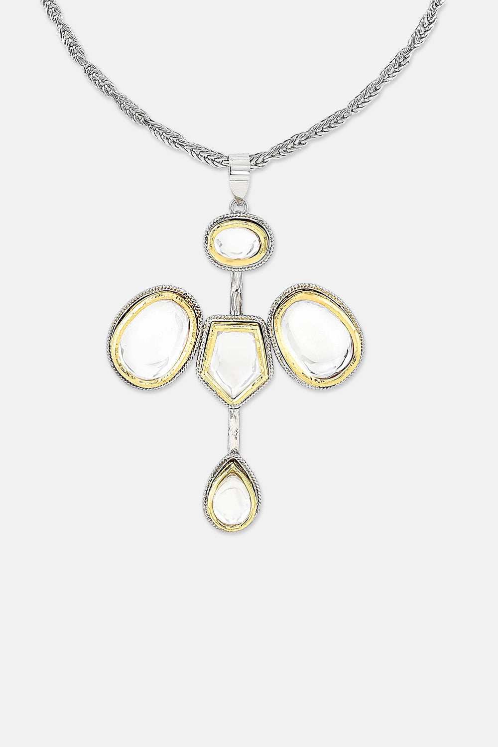 Gold & Silver Polki Vatician Necklace