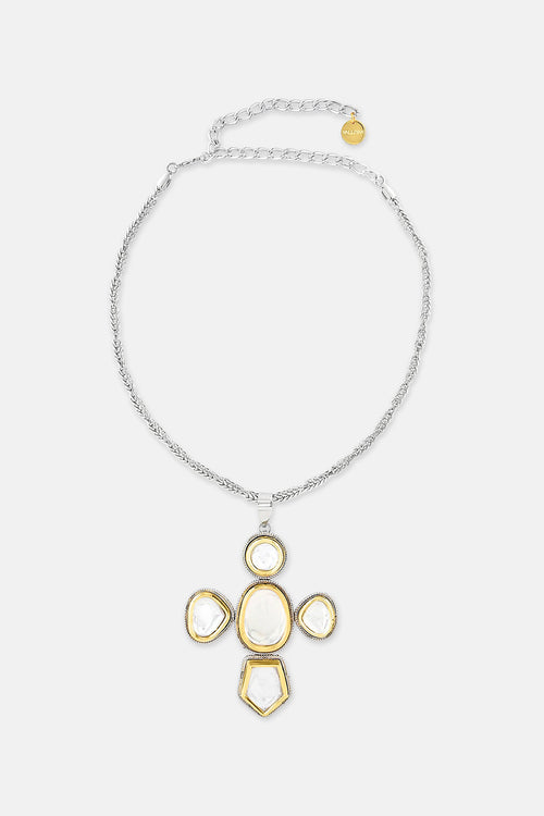 Gold & Silver Polki Church Necklace