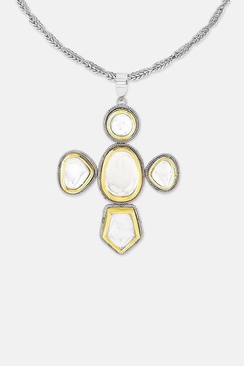 Gold & Silver Polki Church Necklace