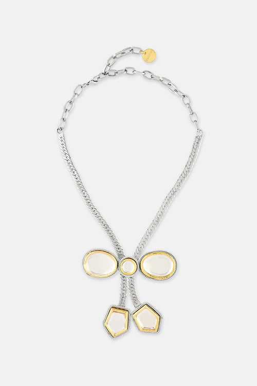 Gold & Silver Polki Bow Necklace