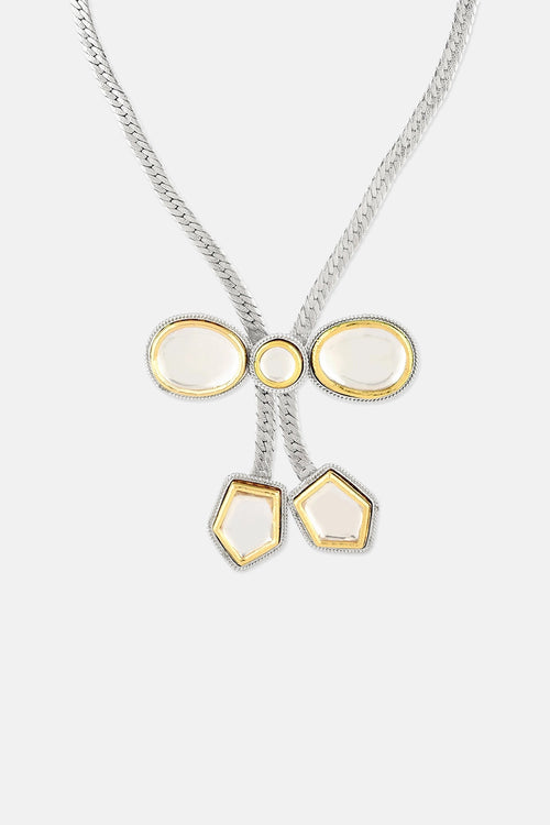 Gold & Silver Polki Bow Necklace