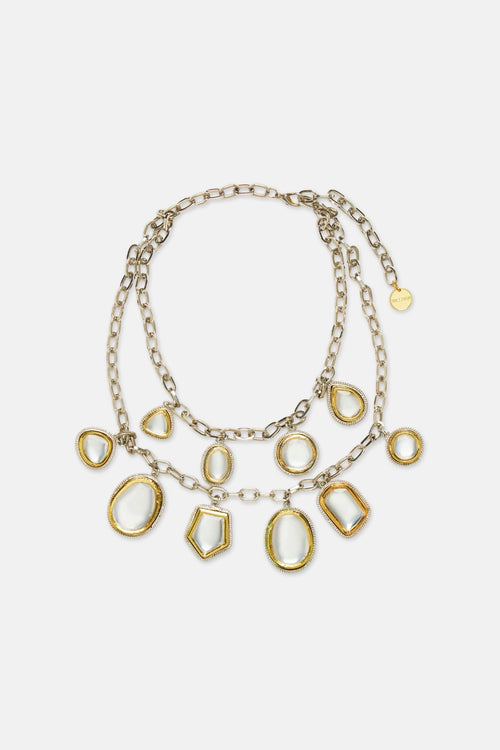 Gold & Silver Polki Charm Necklace