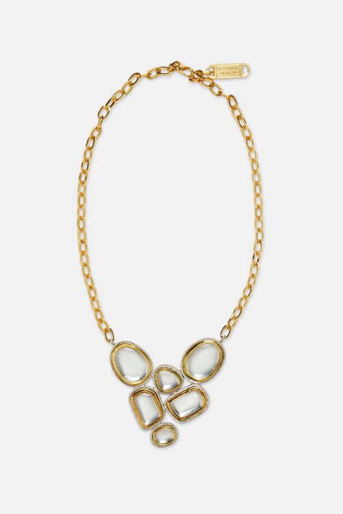 Gold & Silver Polki Heart Necklace