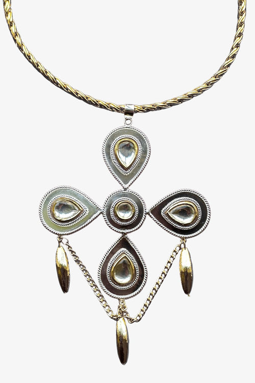 Polki Beaded Flower Drop Necklace