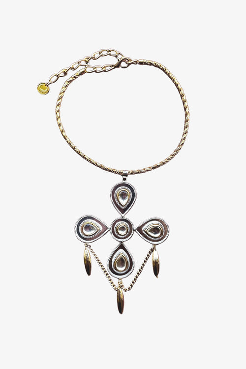 Polki Beaded Flower Drop Necklace