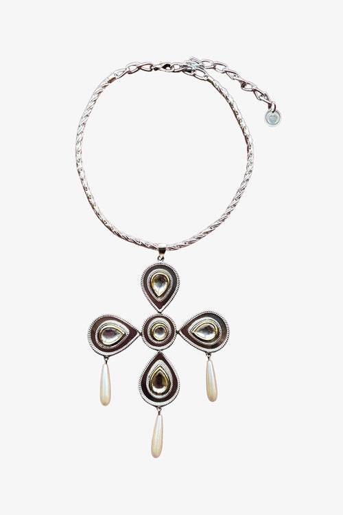 Polki Beaded Flower  Necklace