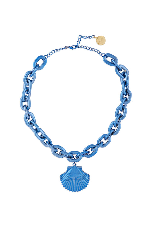 Cobalt Blue Shell Pendant Necklace