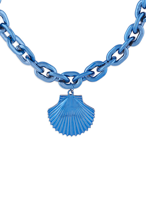 Cobalt Blue Shell Pendant Necklace