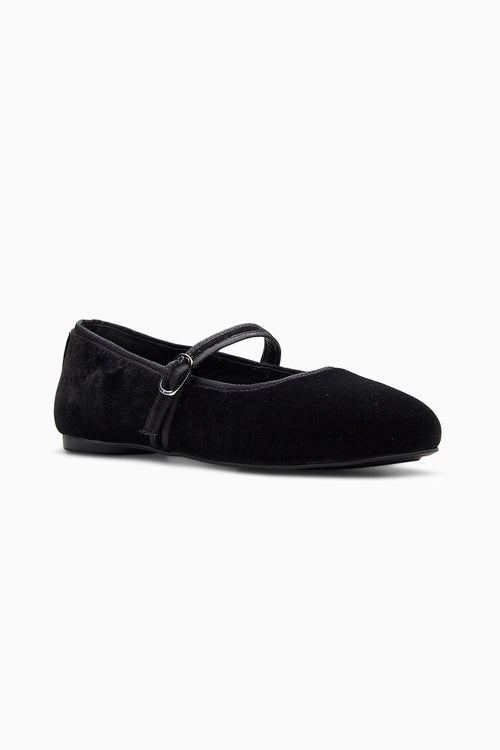 Velveteen Black Flats