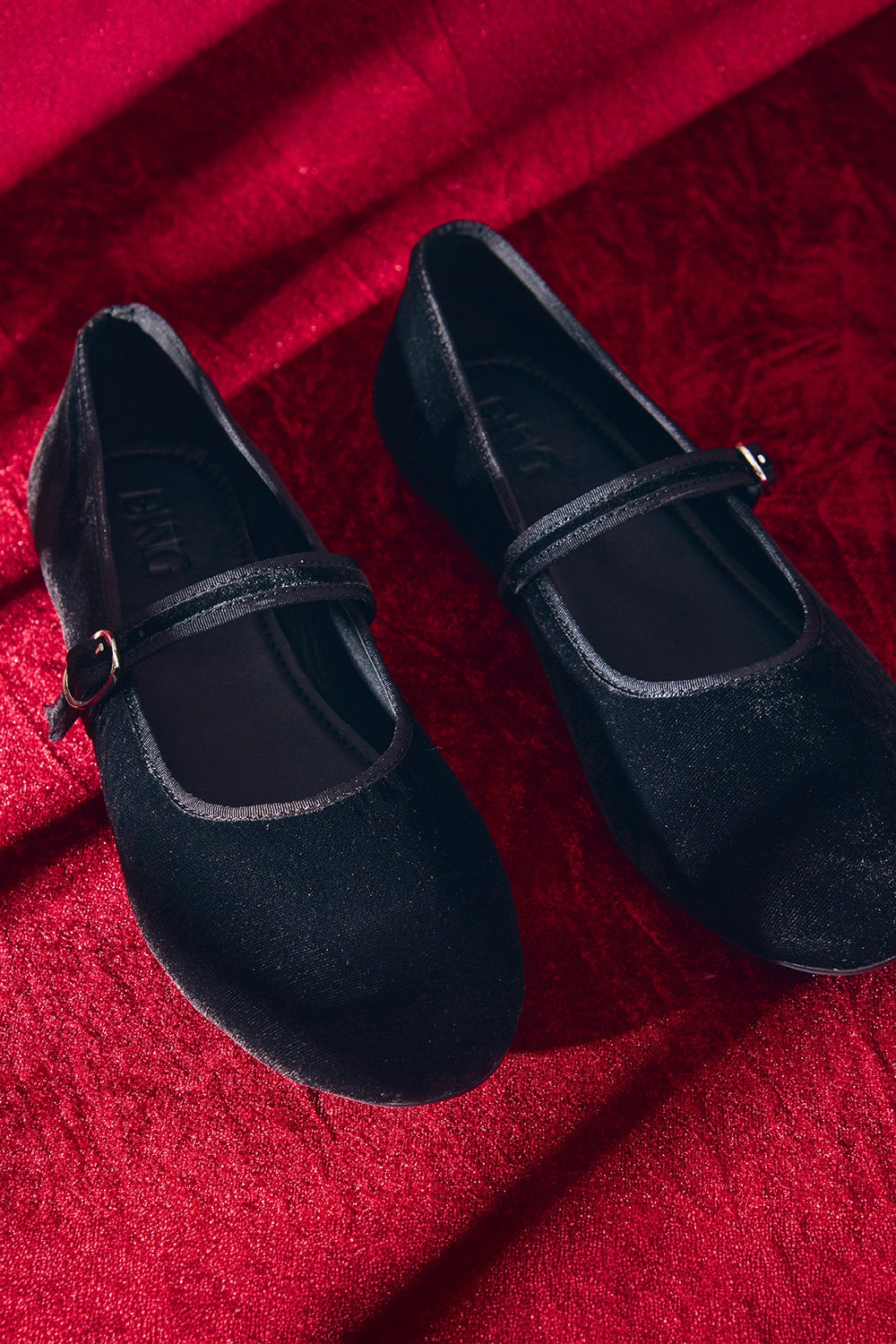 Velveteen Black Flats