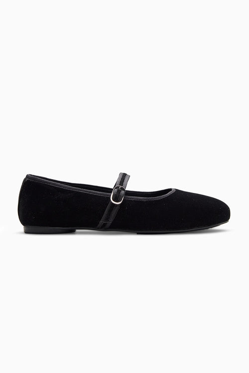 Velveteen Black Flats