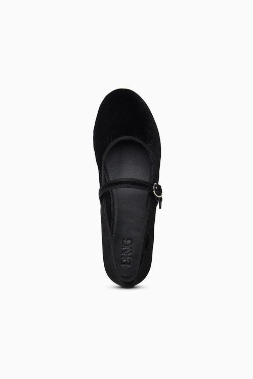 Velveteen Black Flats