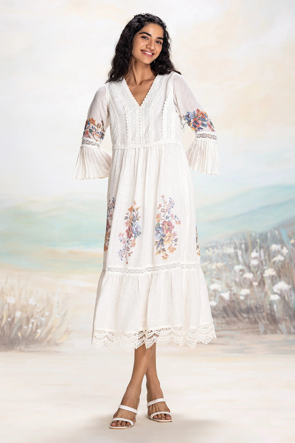 White Vintage Rosa Messenger Dress