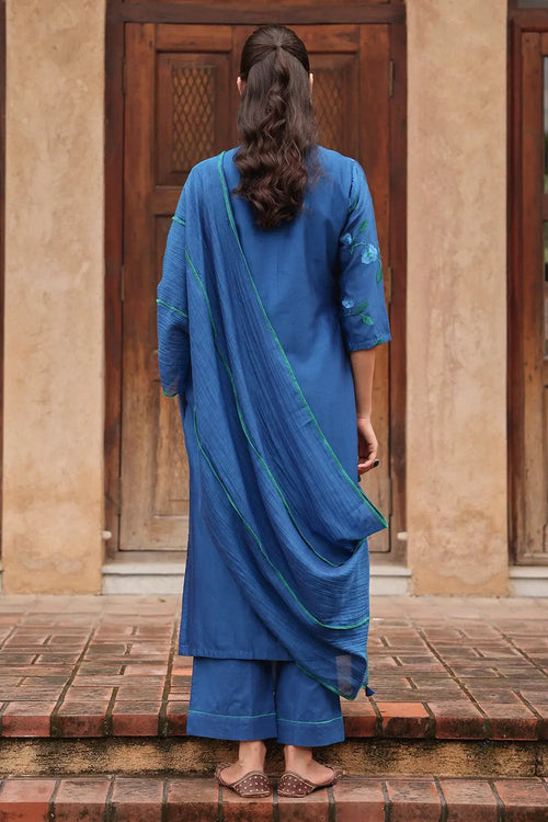 Midnight Bloom Embroidered  Kurta Set