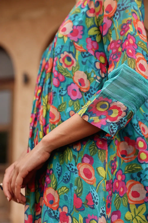Teal Bloom Pintuck Co-ord Set