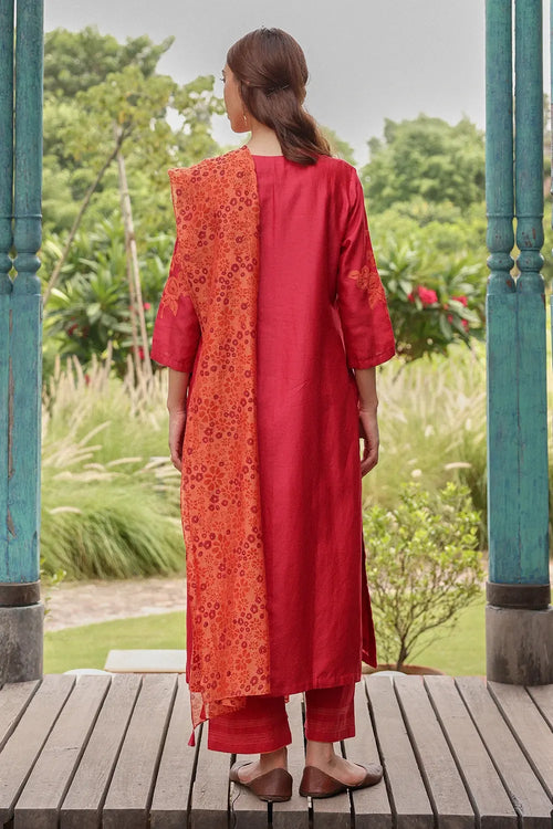 Crimson Ember Embroidered Kurta Set