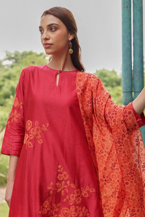 Crimson Ember Embroidered Kurta Set