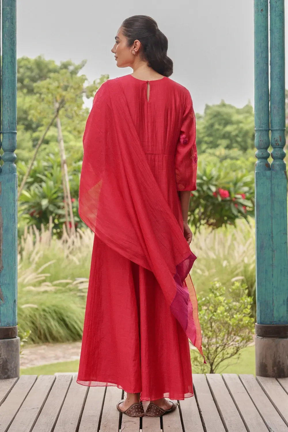 Berry Scarlet Blossom Kurta Set
