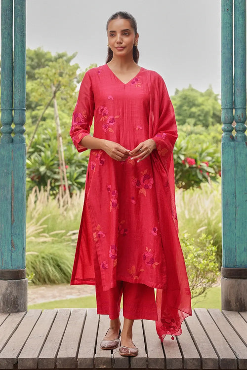Crimson Ember Embroidered Kurta Set