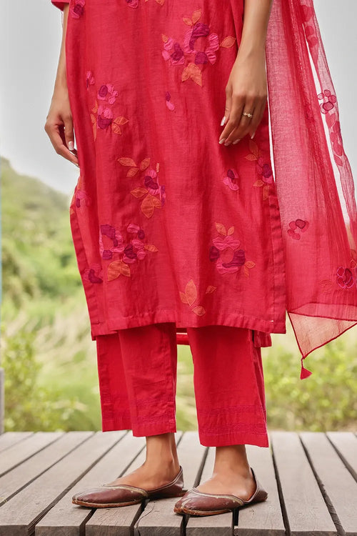 Crimson Ember Embroidered Kurta Set