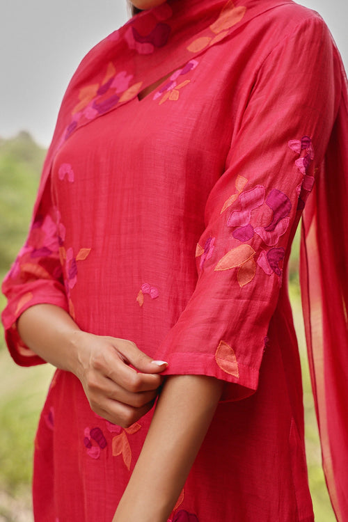 Crimson Ember Embroidered Kurta Set
