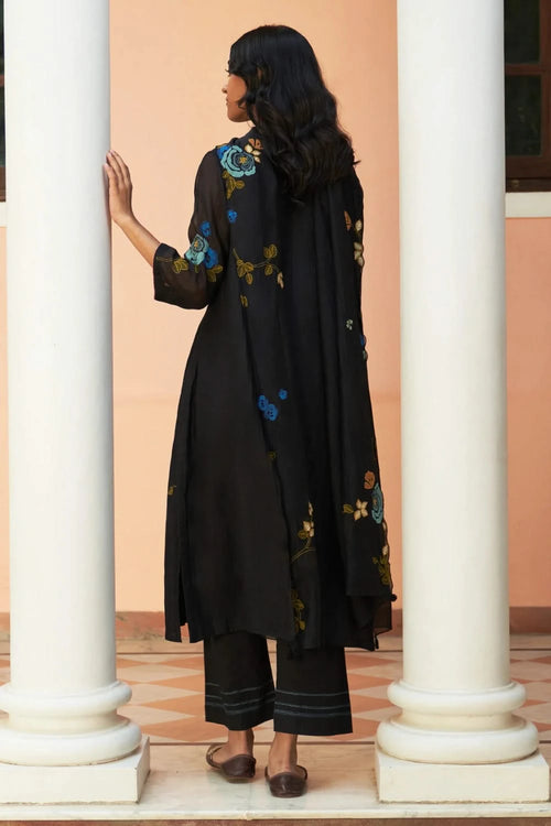 Coal Floral Embroidered Kurta Set