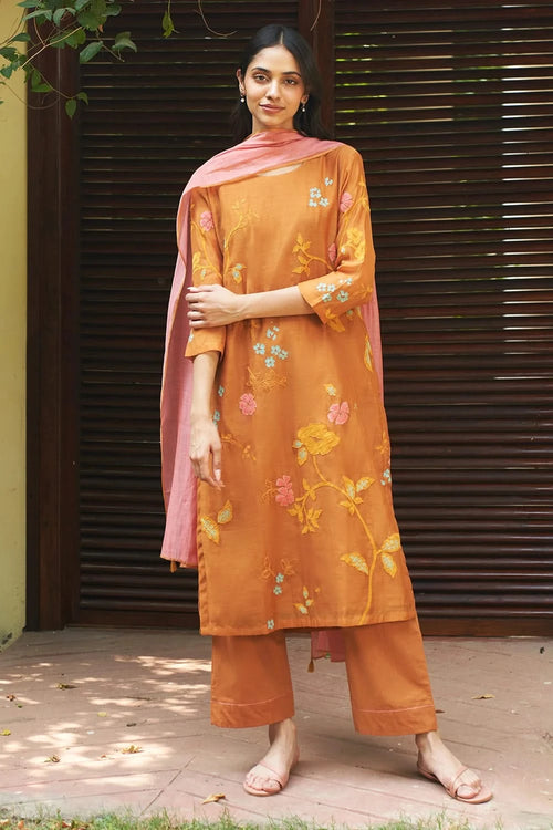 Marigold Applique Kurta Set
