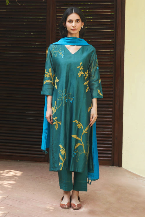 Emerald Applique Kurta Set
