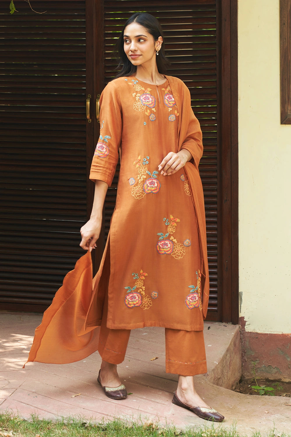 Marigold Floral Embroidery Kurta Set