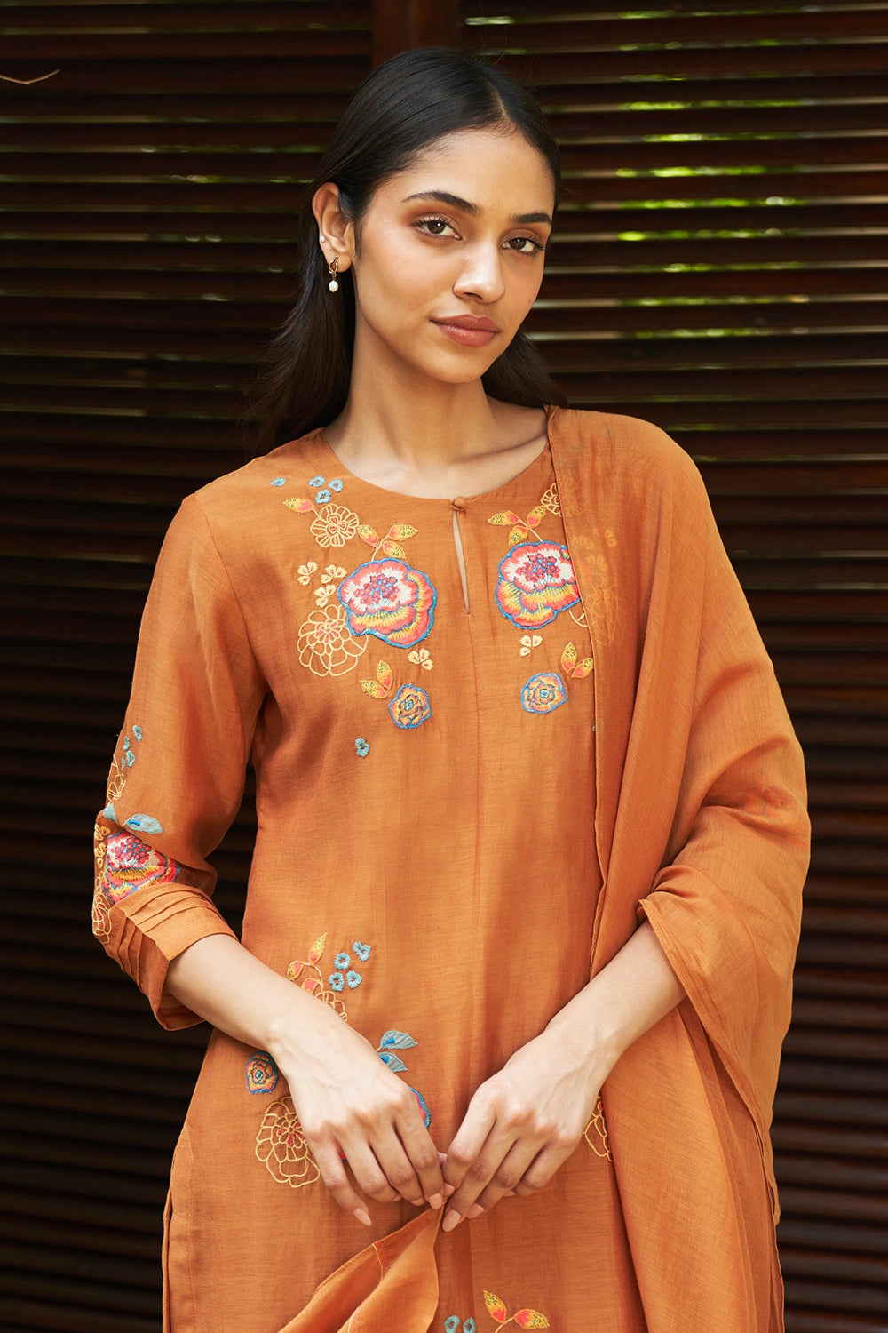 Marigold Floral Embroidery Kurta Set