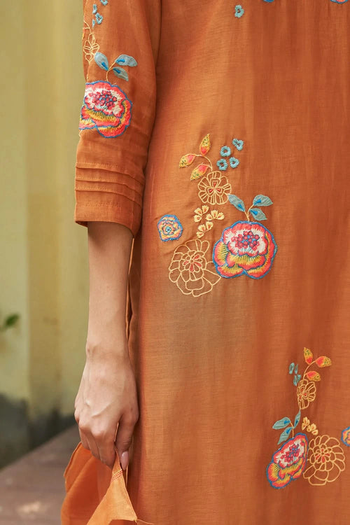 Marigold Floral Embroidery Kurta Set