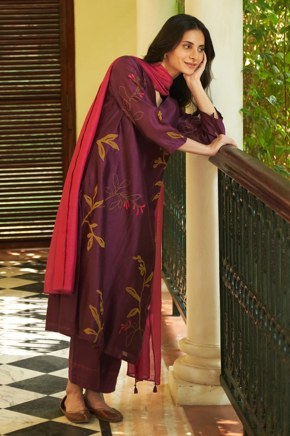 Amethyst Applique Kurta Set with Dupatta