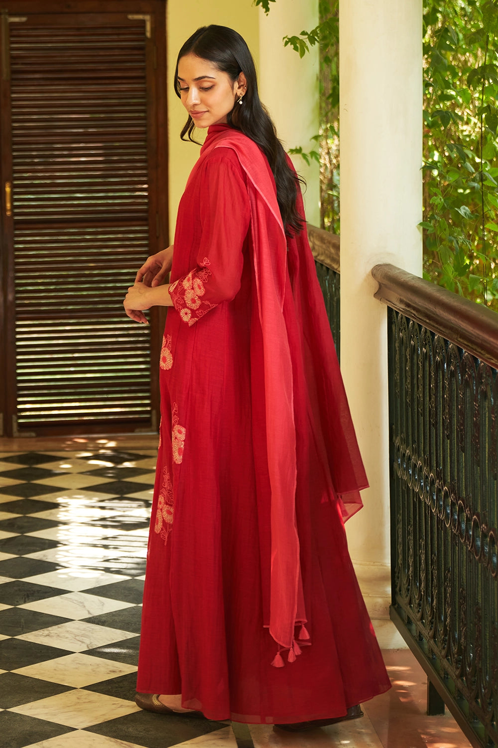 Crimson Applique Anarkali Set