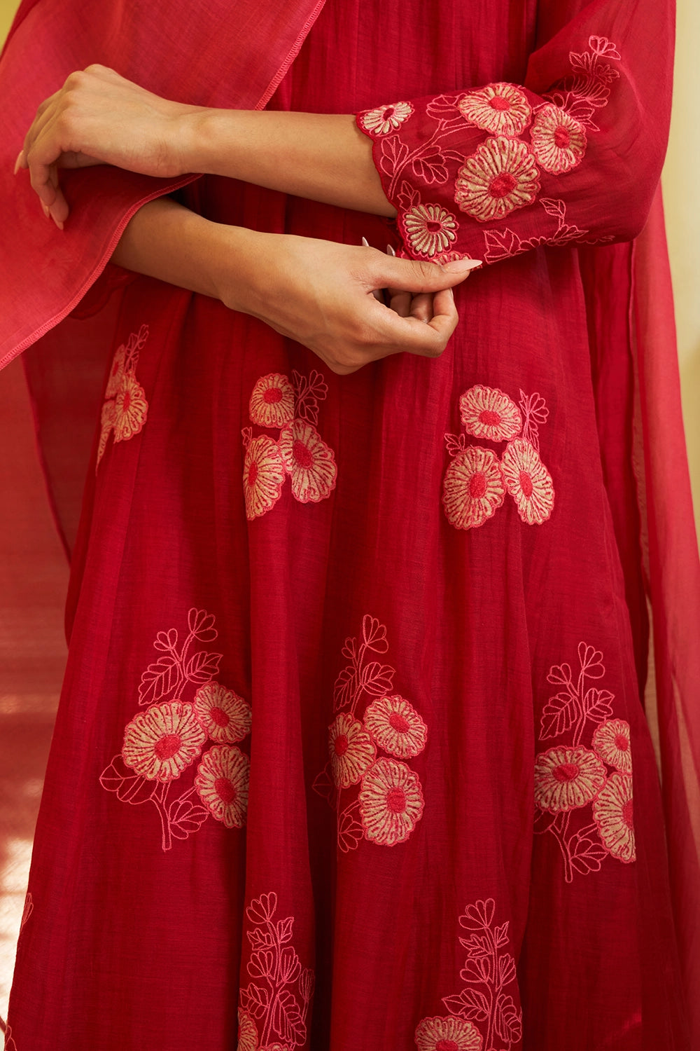 Crimson Applique Anarkali Set