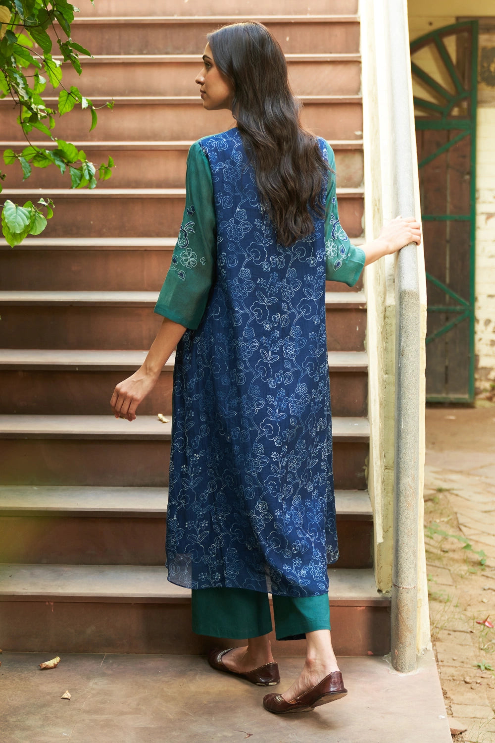 Emerald Applique Floral Kurta Set