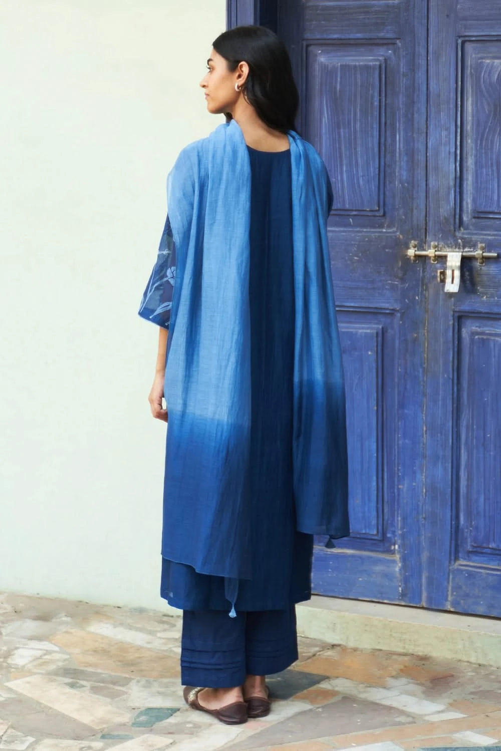 Indigo Floral Embroidered Kurta set