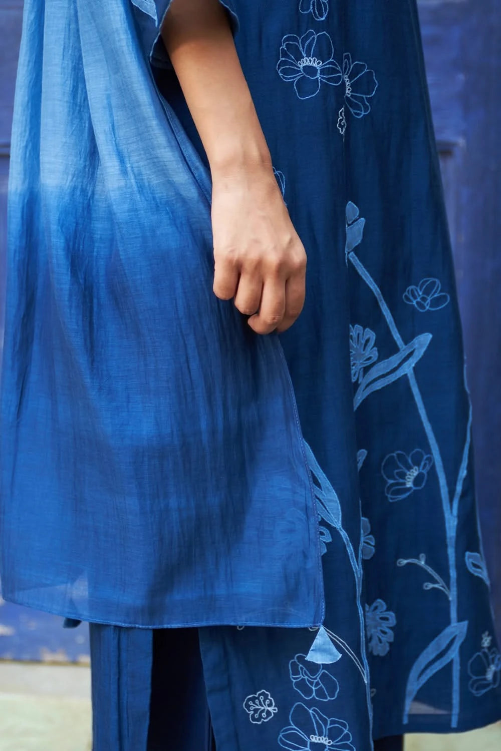 Indigo Floral Embroidered Kurta set