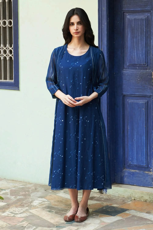 Indigo Printed Jacket Dress
