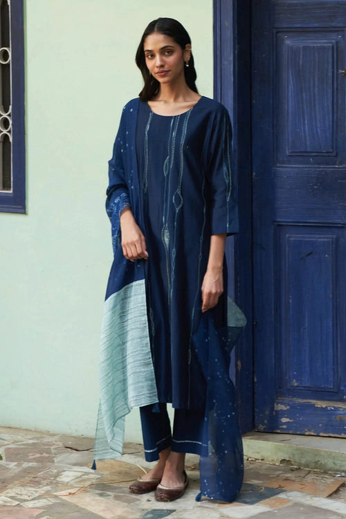 Indigo Printed Kurta Set
