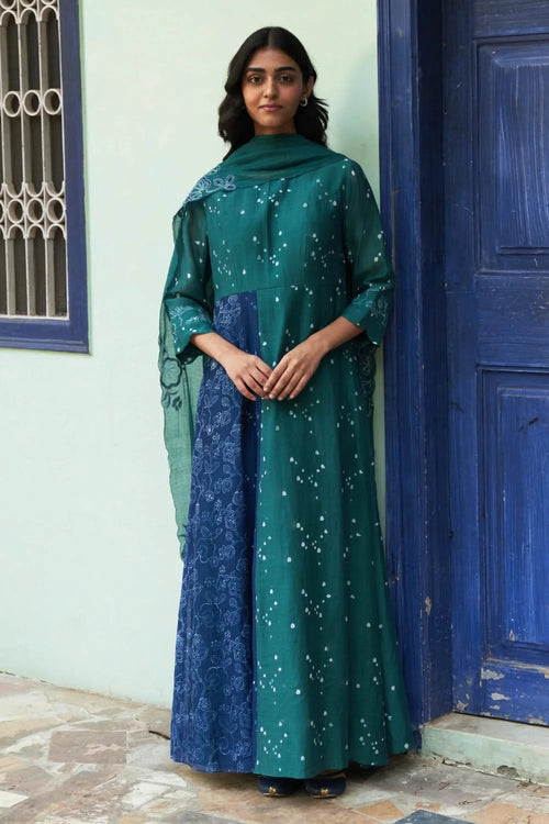 Emerald Printed Anarkali Set