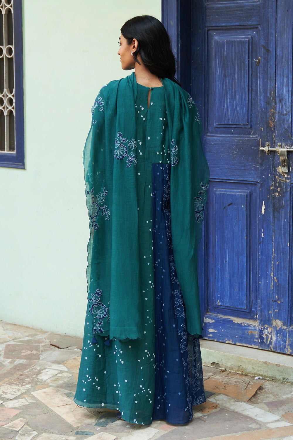 Emerald Printed Anarkali Set