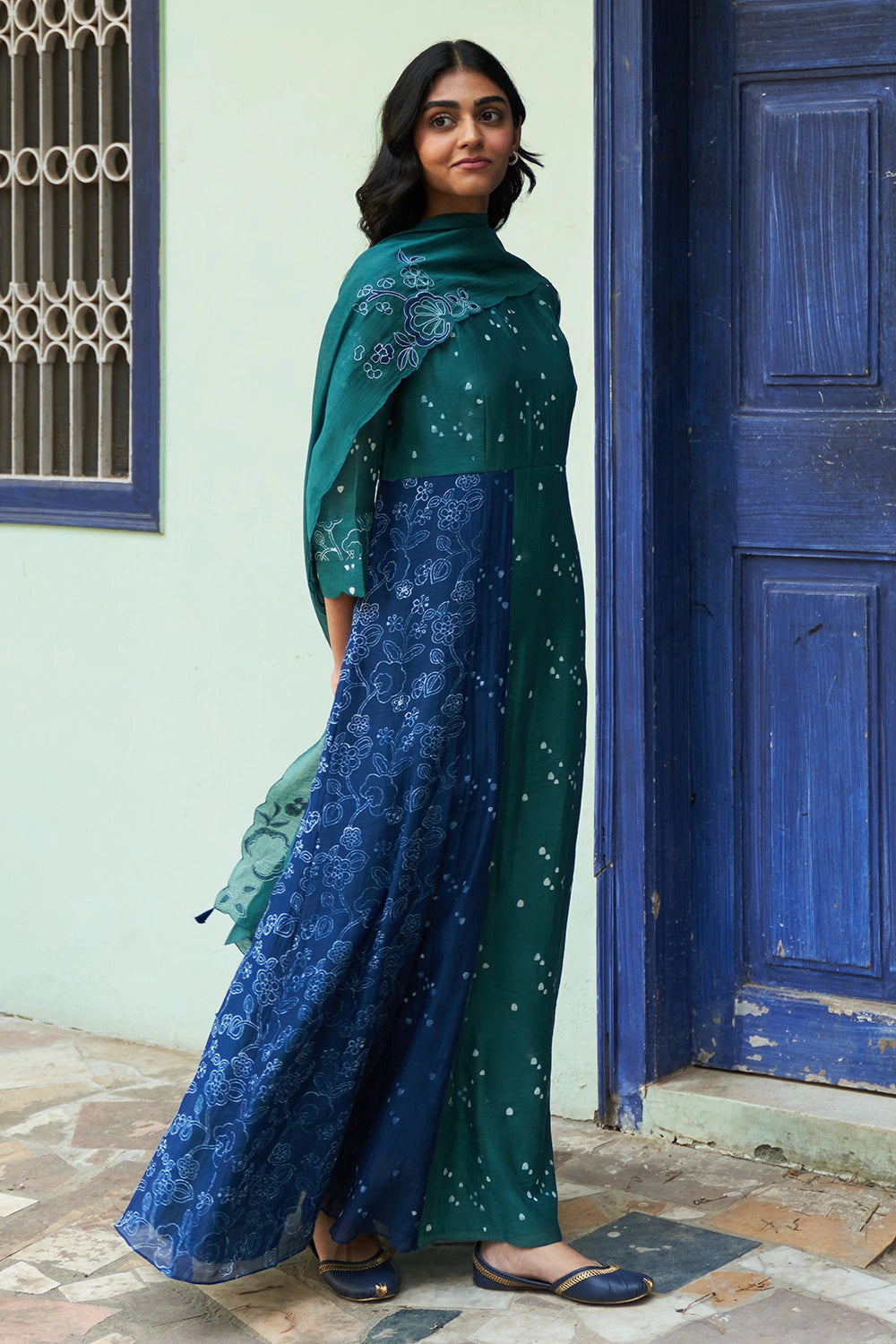 Emerald Printed Anarkali Set