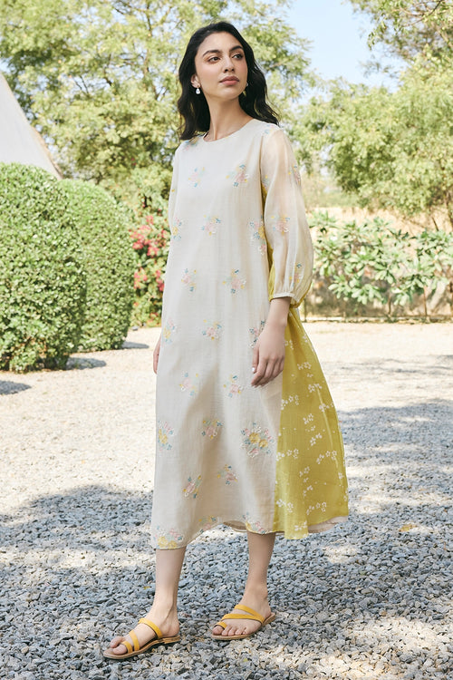 Ecru Embroidered Dress