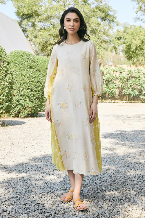 Ecru Embroidered Dress