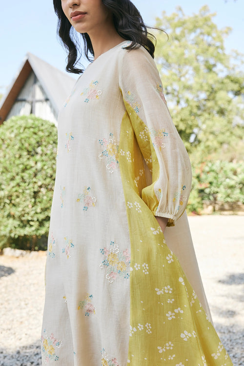 Ecru Embroidered Dress