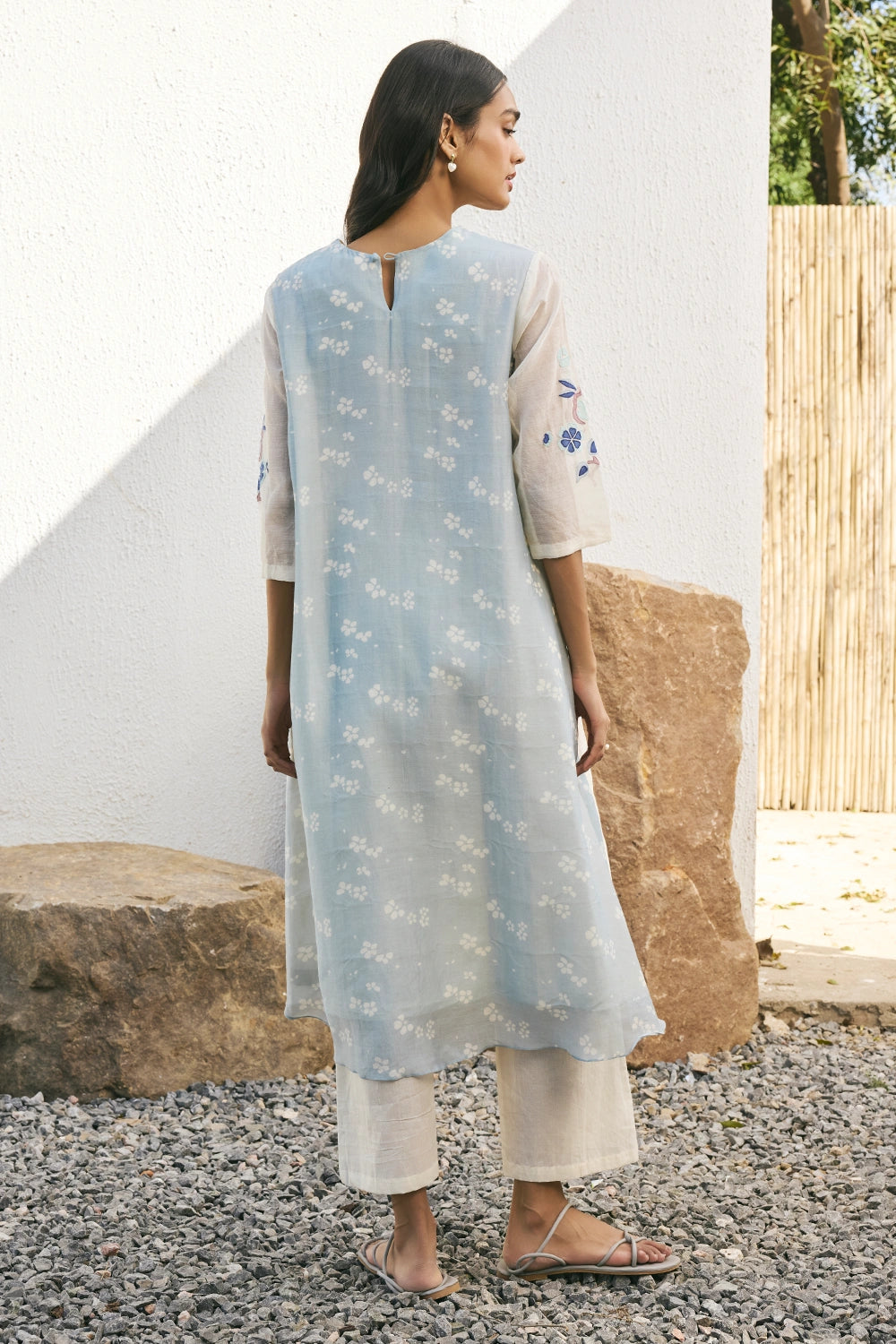 Pearl  Applique Floral Kurta Set