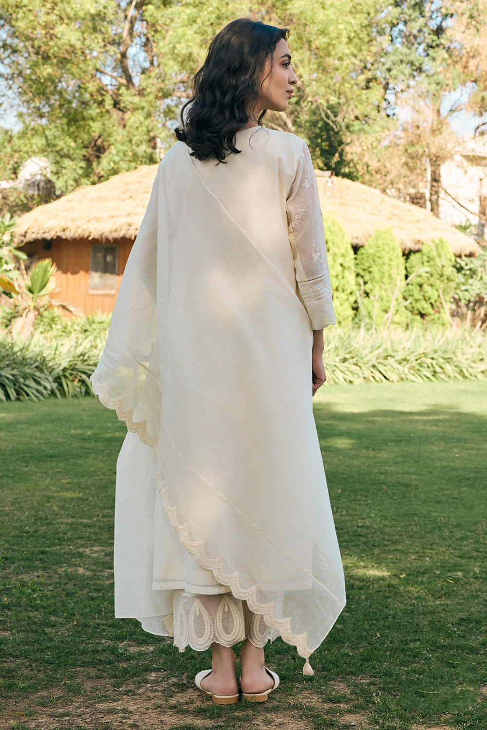 Embroidered Ecru Kurta Set