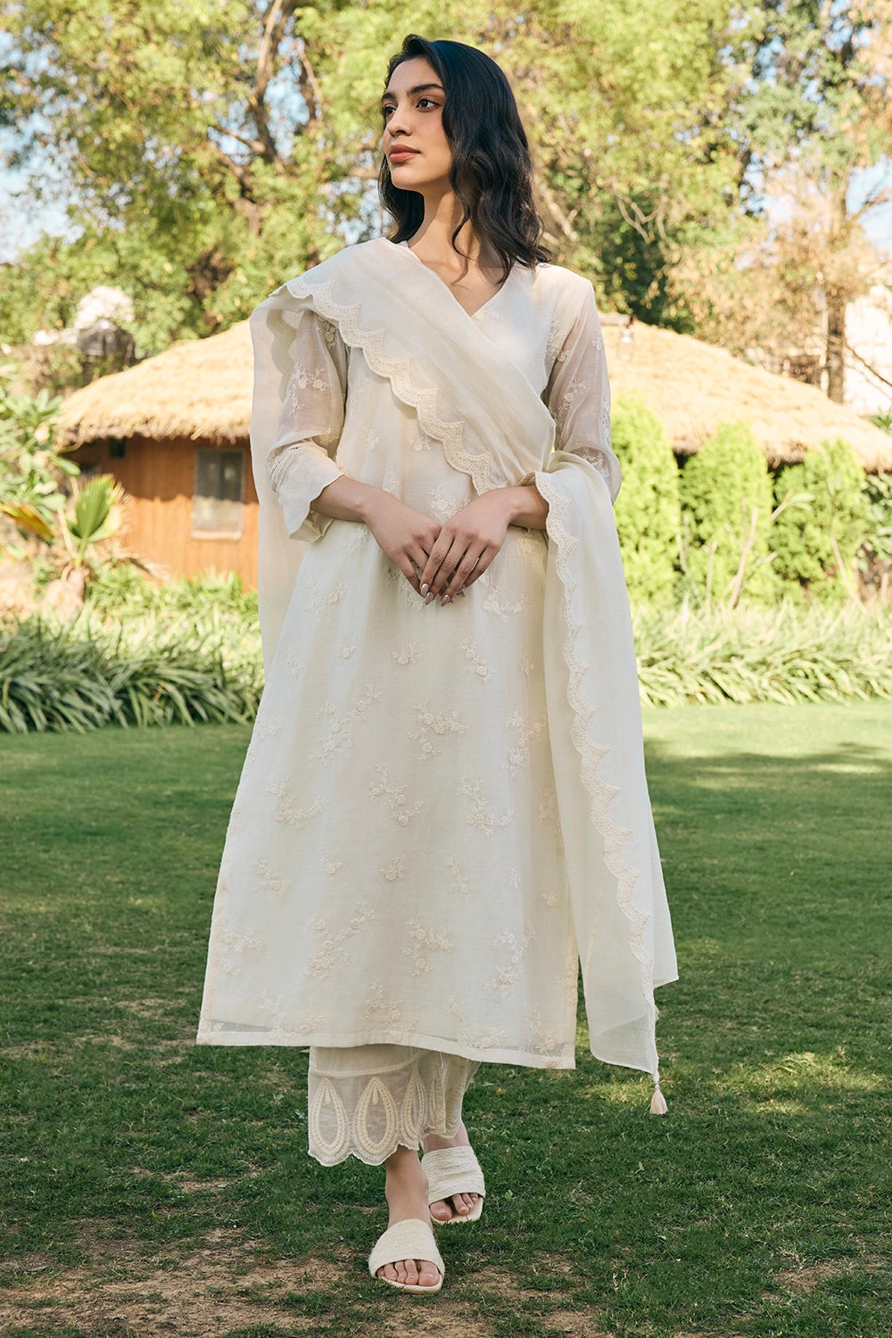 Embroidered Ecru Kurta Set