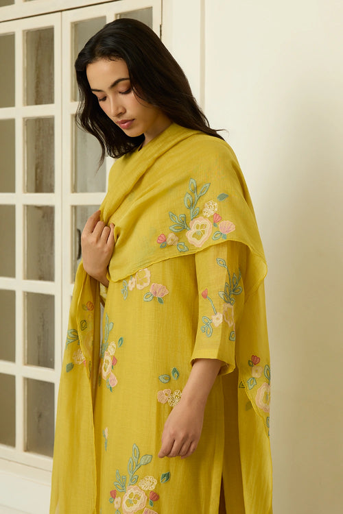 Marigold Floral Applique Kurta Set