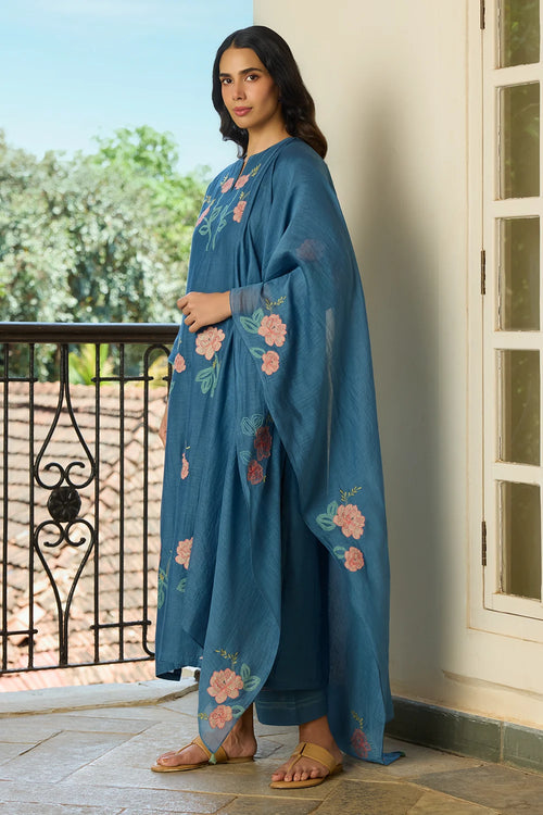 Indigo Applique Kurta Set